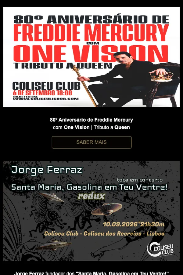 Newsletter Coliseu de Lisboa enviada com o DUO