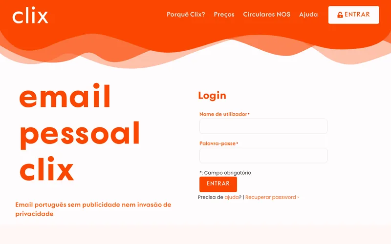 Home page di clix.pt